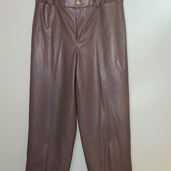 Chico's Taupe Leather Pants - Picture 1 of 5